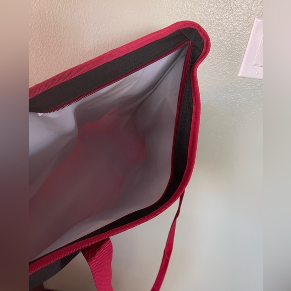 Trader Joe's Black  And Red Reusable Tote Bag Cooler Insulated Black Collapsible - Picture 4 of 10